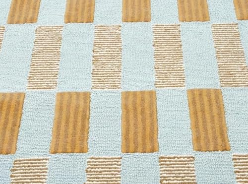 Image of Sifa Carpet Crafted with Care: Premium Hand-Tufted Wool Carpets Scalloped Edges Handmade Area Rugs, Living Room, Bedroom Green, Ivory Color Size 5x7 feet (150x210cm)