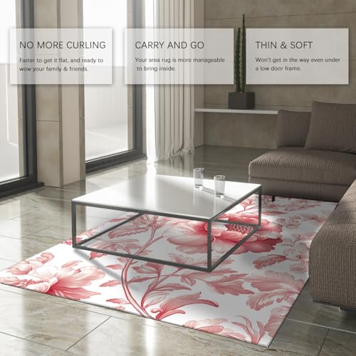 Tapis fleurs de pivoines antidérapant lavable pour sécuriser le sol de chambre
