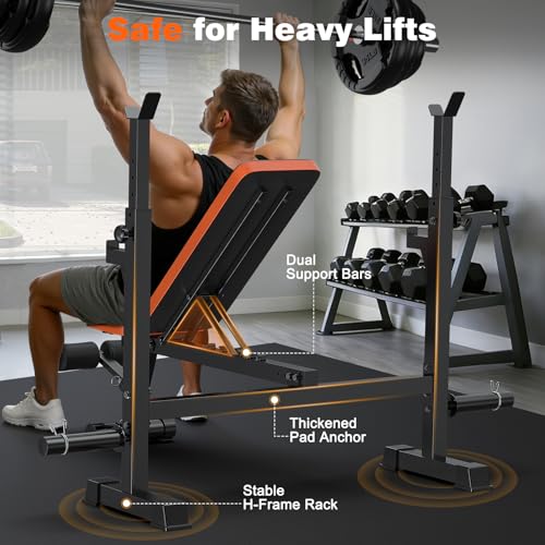 Image of Fostoy Adjustable Weight Bench with Barbell Rack & Incline Design
