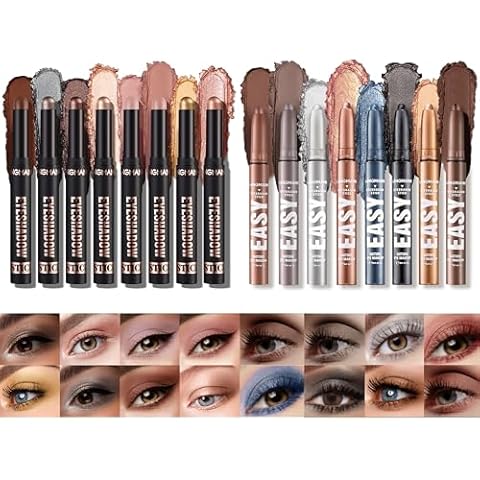 Jolilab Eyeshadow Stick Set, 16 PCS Matte Professional Bright-Colored Contouring and Highlight Eyeshadow Stick, Cream Eyeshadow Waterproof Long Lasting High Pigmented Eye Shadow Cover