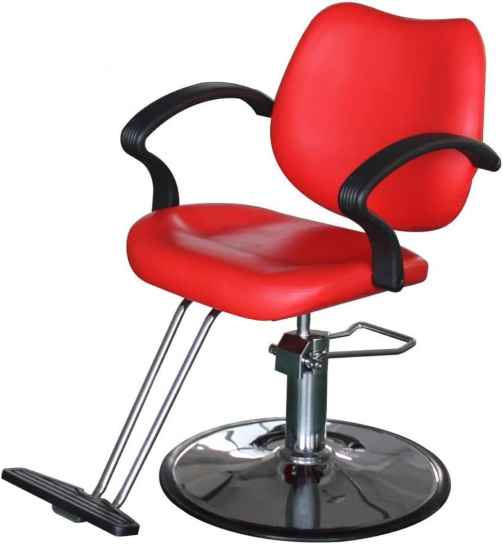 Salonsunny Red Styling Chair Hydraulic Pump 360 Swivel Salon All Purpose Barbering Chairs