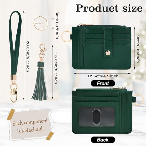 Image of KNGITRYI Small Wristlet Wallets for Women RFID Credit Card Holder Wallet Keychain Wristlet Wallet Credit Card Wallets for Women (Emerald Green)