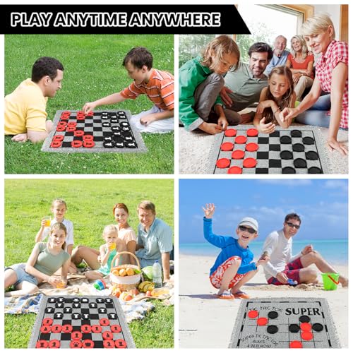 Juego de mesa gigante 4 en 1 con piezas y tapete reversible miniatura 5