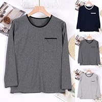 Herren Pyjama Oberteil Dünne Atmungsaktive Schlafshirts Mit Brusttasche Hautfreundlich Soft Schlafanzug Top Bequeme Weich Loungeshirt Gemütlich Große Größen Langarmshirts – Ansicht 3