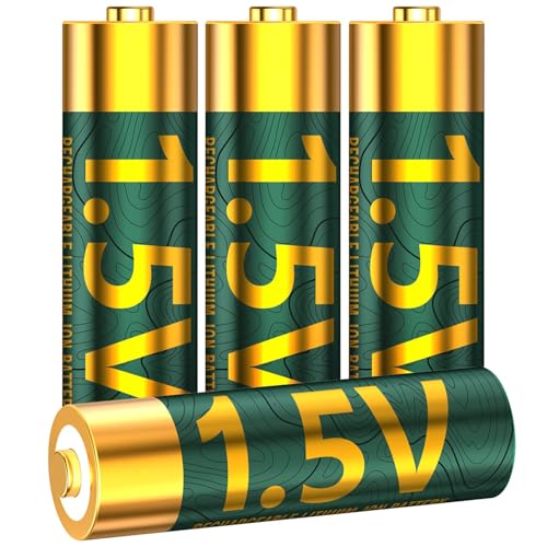 Ostation 1.5V AA Rechargeable Lithium Batteries, 2100mAh High-Capacity Batteries, Smart Chip & BMS, Fast 2.5-Hour Charge, 1,000+ Cycles, Consistent 1.5V, Wide-Temperature Ready (4-Pack)