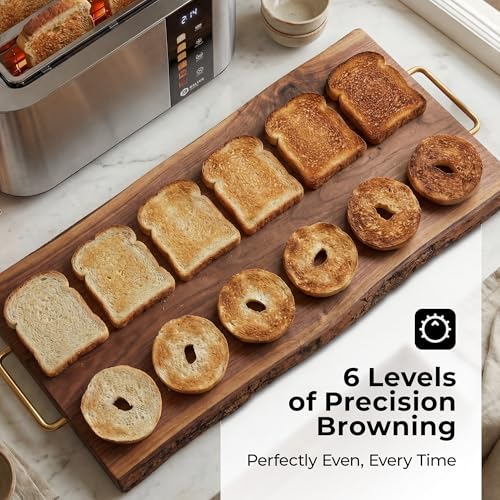Image of Balter Toaster 4 Slice Wide Slot, Bagel Function, Long Slot, Stainless Steel, Touch Screen, Built-in Rack, Extra-Wide 1.5 inch Slots for Thick Breads & Bagel, Timer, BPA-Free, 6 Levels, Removable Tray