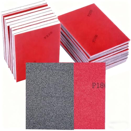 IBOPUXIU Lot de 22 Éponges Abrasives, Papier de Verre Grain 120-3000, Papier à Poncer Humide et Sec, Professionnel pour Métal, Bois, Peinture, Mastic et Réparation de Carrosserie