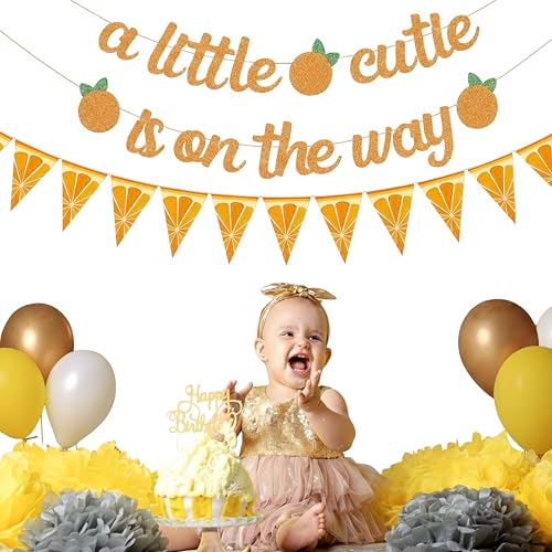 Image of Gersoniel 5 Pcs Orange Party Decorations Citrus Pennant Banner