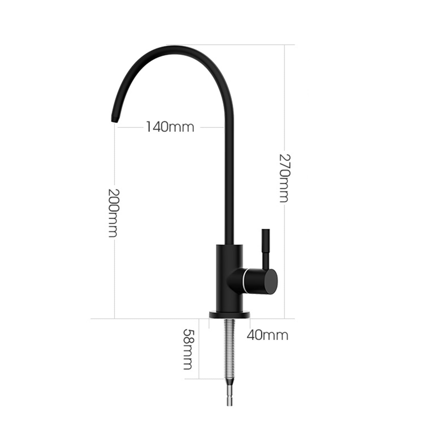 Depuradora de Agua grifo, grifo de Fregadero de Cocina Giratorio de Acero Inoxidable,Negro Un