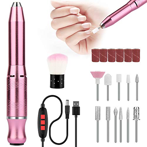 11 trapani Trapano Elettrico per Unghie,Fresa Unghie Elettrica Professionale Portatile Kit Nail Drill Manicure Fresa per Unghie Set elettrico di manicure per Unghie,Velocità regolabile