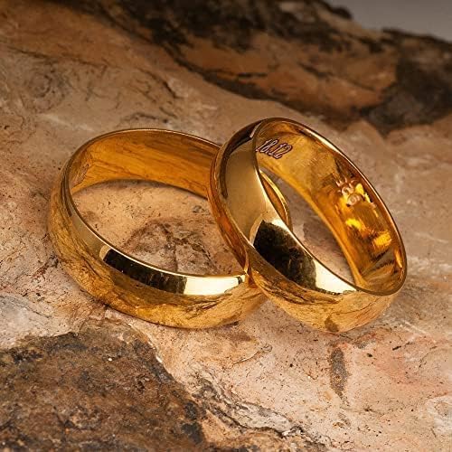 6 mm Wedding Ring Set 14K Gold Plated Couple Matching Wedding Band Set Personalized Man and Woman Silver Wedding Ring Set