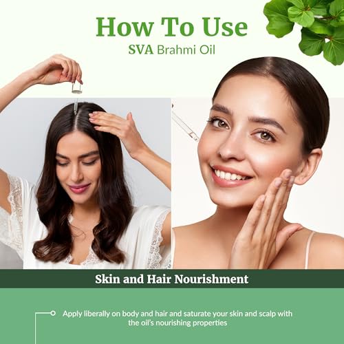 Image of SVA Brahmi Oil - 4 Fl Oz - for Face, Skin Care, Hair Care, Scalp Massage & Body Massage - Carrier Oil with Dropper