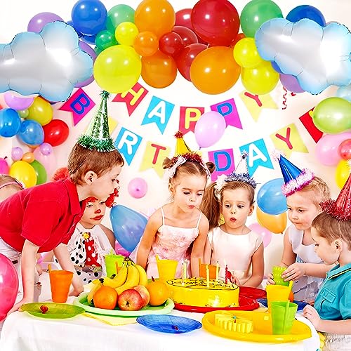 image for RUBFAC Rainbow Balloon Garland Arch Kit, 132pcs 7 Assorted Color 5/10/