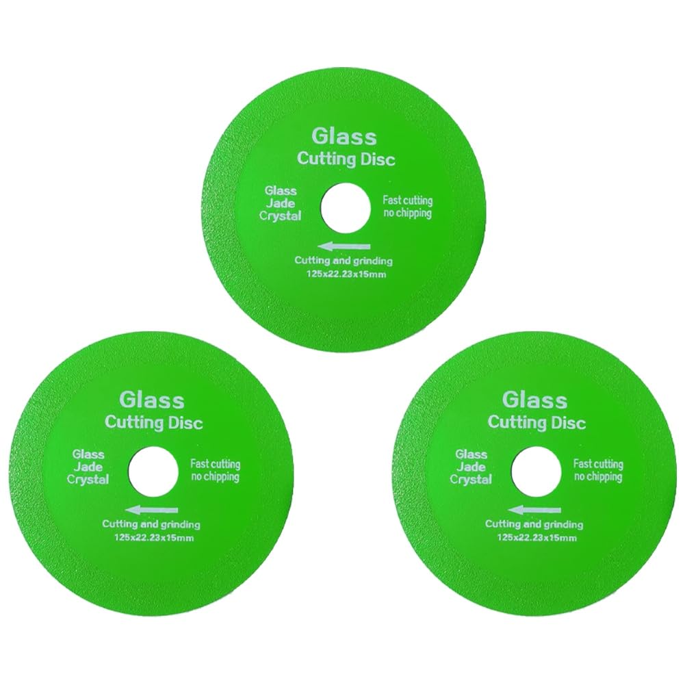 Jnchdghwa As Shown Thin Ceramic Tile Grinding Cutting Disc 3Pcs Glass Cutting Disc Marble Saw Blade Jade Wine Bottle Grinder Tool 125Mm
