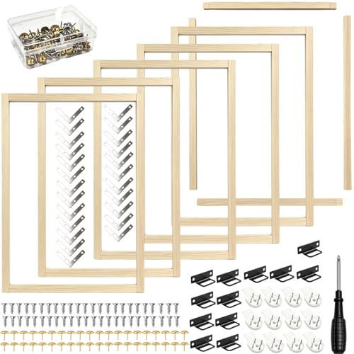 6 Pack 16x20 Inch Canvas Stretcher Bars DIY Wood Canvas Frame Kit for Oil Painting Paint by Numbers Poster Embroidery Stitch & Needlepoint Art Projects