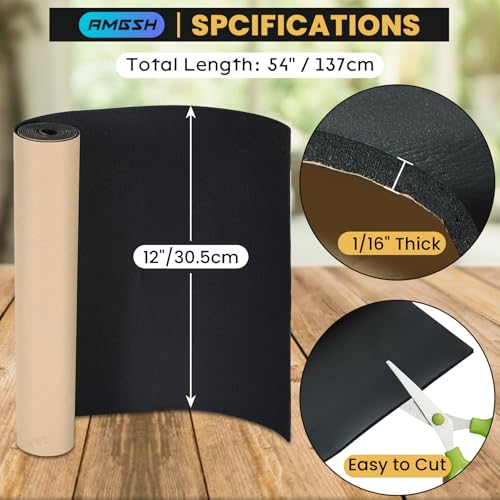 Image of Sponge Neoprene with Adhesive Foam Rubber Sheet, 1 /16 inch Thick X 12 inch Wide X 54 inch Long Padding Gaskets,Crafts for Weather proofing or Stripping DIY Gasket or Sealing Material