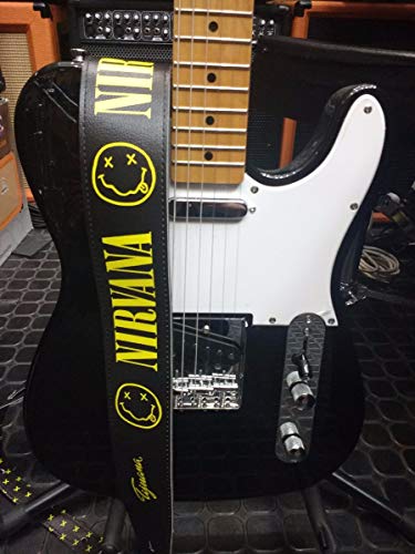 Sangle de guitare Nirvana similicuir noir pour guitare et basse