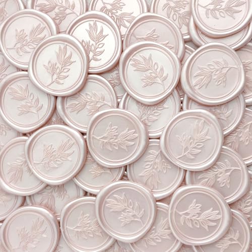 50Pcs Champagne Self-Adhesive Wax Seal Stickers - Wax Seal Perfect for Wedding Invitation or Envelope Good Adhesion and Easy to Use, Wedding Invitation Accessories
