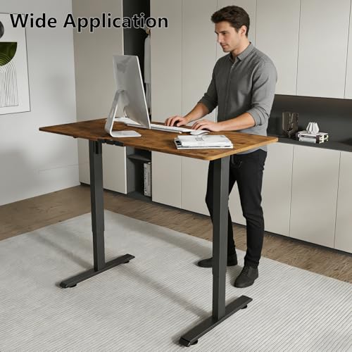 Image of 55x28 inch Electric Standing Desk, Adjustable Height Desk, Brown