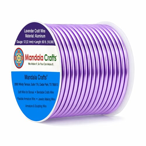 Image of Mandala Crafts 12 Gauge Lavender Anodized Aluminum Craft Wire, 60 FT | Colored, Flexible, Bendable, for Bonsai, Armature, Sculpting, Wire Wrapping, Jewelry Making, Weather & Tarnish Resistant