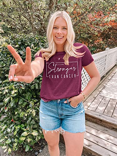 Cancer Shirt Women Breast Cancer Shirts Pink Ribbon Breast Cancer Awareness T-Shirts Stronger Than Cancer Short Sleeve Tops #TOP2
