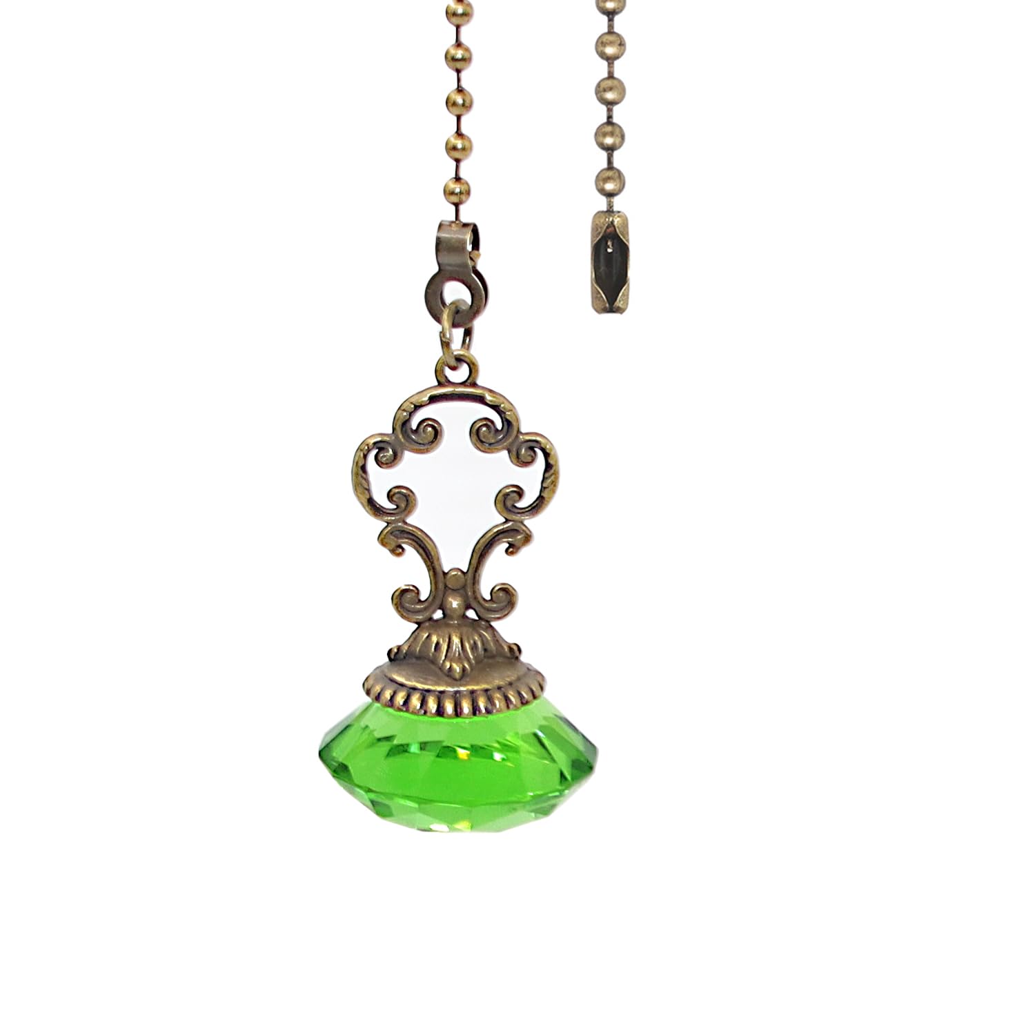 1Pcs Crystal Ceiling Fan Pull Chains Ornament Colorful Diamond Pendant Switch with 12 Inches Line Bead for Ceiling Light Desk Lamp green