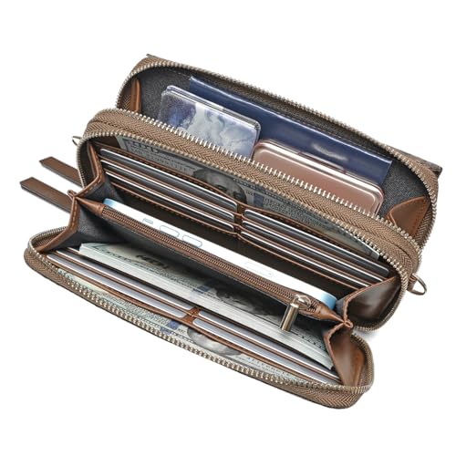 Image of Lanyani RFID Crossbody Wallet Wristlet Purse with Phone Pocket For Women Vegan Leather