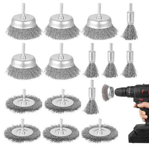 Spazzole Metalliche - Spazzola Acciaio - Spazzole Per Trapano - 15 Pezzi Spazzola Ferro Per Ruggine, Per Lucidare, Levigare, Entrostire, Sverniciare, Rimuovere Corrosione E Vernice