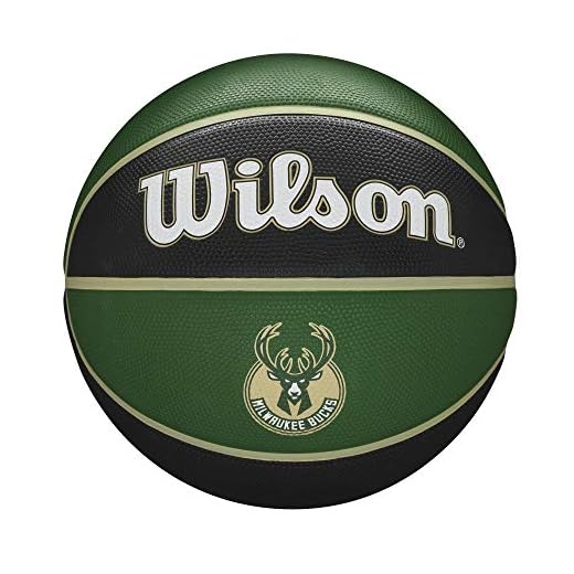 Wilson Basketball NBA Team Tribute, Milwaukee Bucks, Outdoor, Gummi, Größe: 7