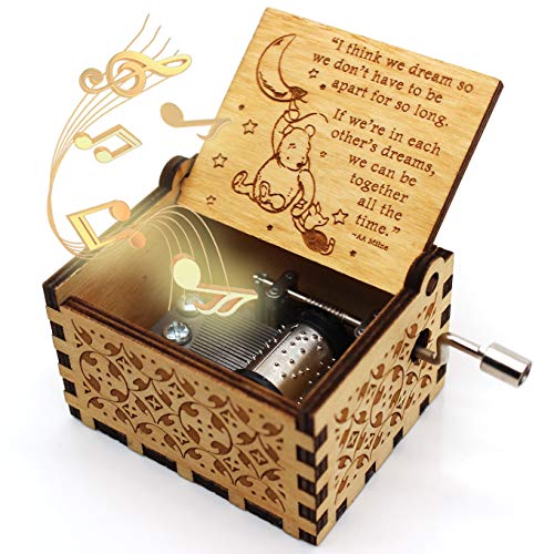 Image of ukebobo Wooden Music Box - The Pooh Saying Music Box, Gift for Friend, Merry Christmas Music Box, New Year's Gifts - 1 Set