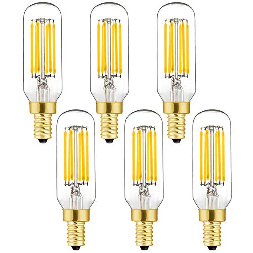 Dimmable T6 6W LED Bulbs,E12 Small Edison Vintage Light Bulbs,60 Watt Incandescent Bulb Equivalent,Bright White 5000K Clear 600lm Mini Candelabra Filament Edison Candle Bulb with Decorative 6Pack.