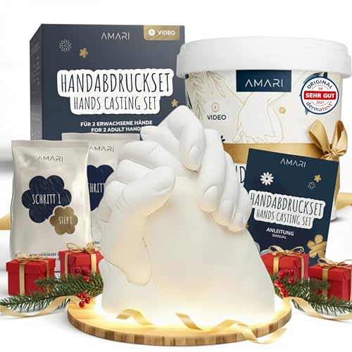 Amari® Handabdruck Set für Paare und Familie (Floral) – Gipsabdruck Set...