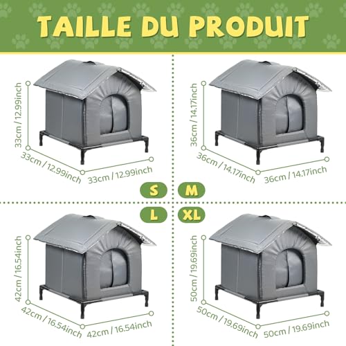Niche d'extérieur pour chat imperméable et abri surélevé chaud taille L