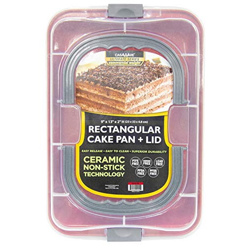 Casaware 9 X 13 X 2-Inch Covered Rectangular Cake Pan With Wide Handles (Red Granite) #TOP13