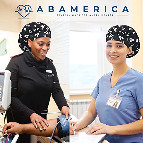 Image of ABAMERICA Bouffant Caps with Button and Sweatband, Adjustable Scrub Caps for Women Men, One Size Multi Color