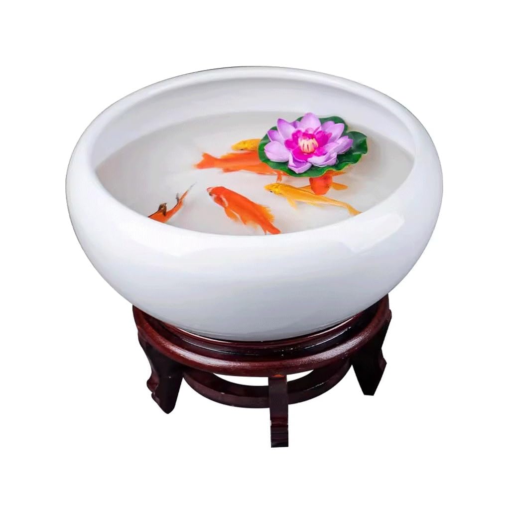 Tanque Peces Acuario Tanque de Peces cerámica Blanca Pura for Sala Estar, De Agua Escritorio, Cuenco Lirio, Lavabo Loto, Tanque Tortuga, Porcelana Narciso | S