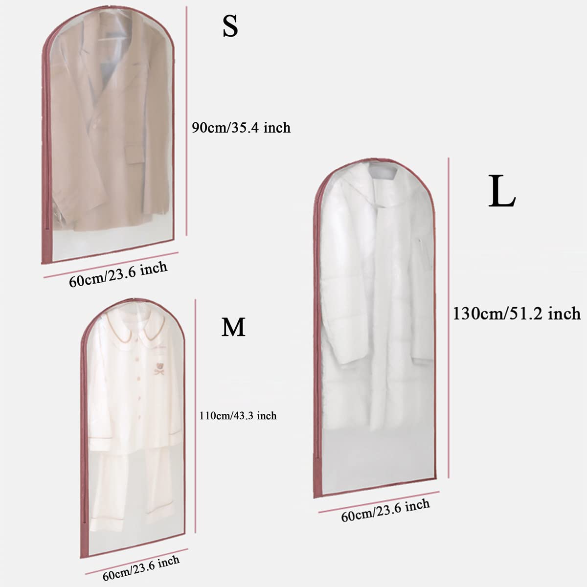 Bolsa de Almacenamiento Colgante Bolsas de Trajes translúcidos (Juego de 6) Fundas Protectoras de Ropa de Armario con Cremallera Completa para Chaquetas, suéteres, Camisas,Blue-2S+2M+2L