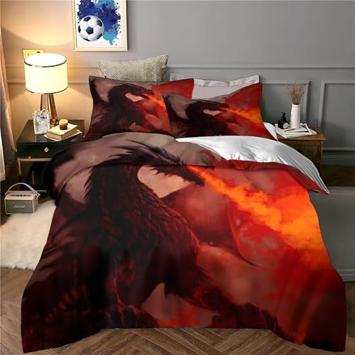 Housse de couette dragon 3d hypoallergique et parure super douce anti-plis - 6