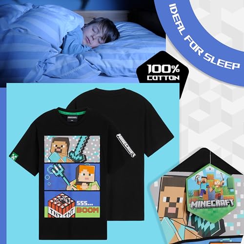 Minecraft Boys Short Pyjamas Set, Comfy Cotton Lounge Wear - Gifts for Gamers4