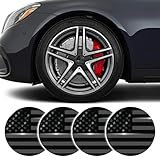 Hirificing TRDセンターキャップステッカー4点、アメリカ国旗ホイールセンターキャップリムキャップ、3Dカーホイールハブキャップカバー56mm アメリカ合衆国国旗 メタルエンブレム デカール 車の装飾(ブラックフラッグ)
