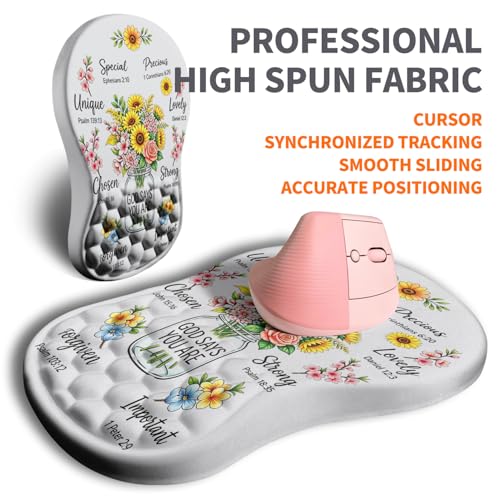 Image of Ergonomic Joint Wrist Support Mouse Pad with Memory Foam Cushion Massage Bump, Carpal Tunnel Pain Relief Mousepad Slope Design for Wrist Rest, 11.8x7.9 in, God Said