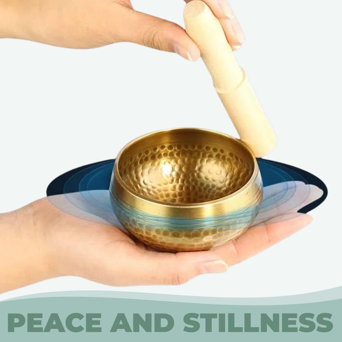 Tibetisches Klangschalen-Set Ø 8 & 12 cm mit Chilin-Muster Inkl. Holzklöppel & Schalenkissen | Handgefertigt & leicht bespielbar Perfekter Begleiter für Meditation und Klangtherapie (8CM)