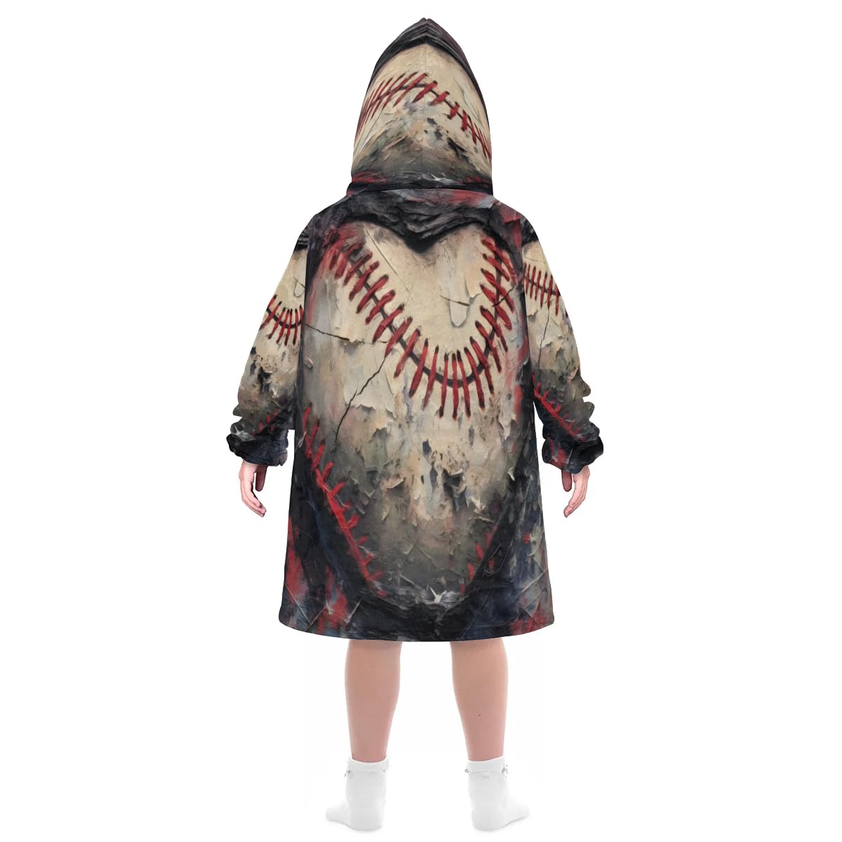 Kids Blanket Hoodie Vintage Baseball Wearable Blanket Hoodie Oversized Hooded Blanket, Sweatshirt Blanket with Pockets Soft Warm Kids Hooded Blanket for Girls, Boys