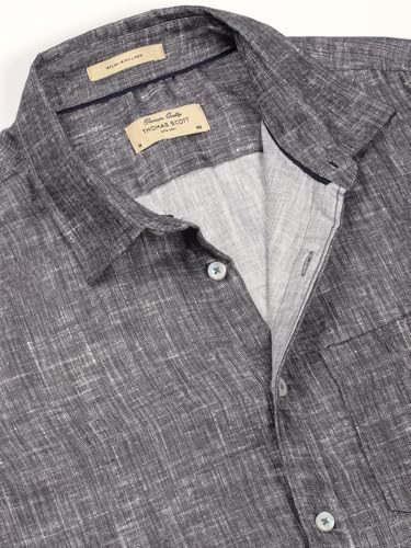 Image of Thomas Scott Men's | Printed | Textured Fabric | Full Sleeve | Regular Fit | Linen Blend | Single Pocket | Spread Collar | Casual Shirt