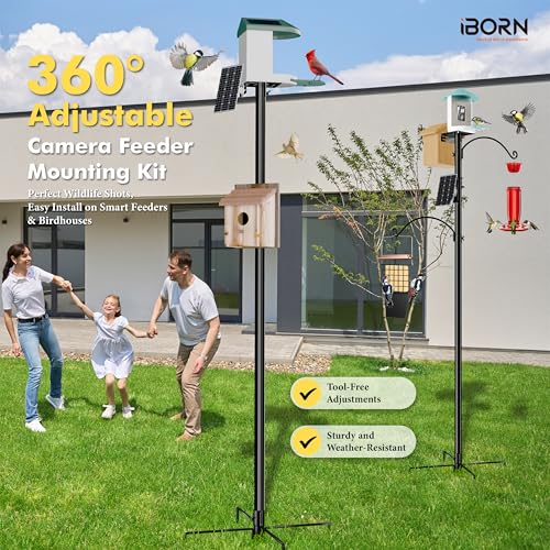 iBorn Smart Bird Feeder Pole Mounting Kit Bluebird House Pole for Outdoors,1 inch Thickness,Universal Mount Kit Bracket for Camera Feeder/Birdhouse - Thumbnail 4
