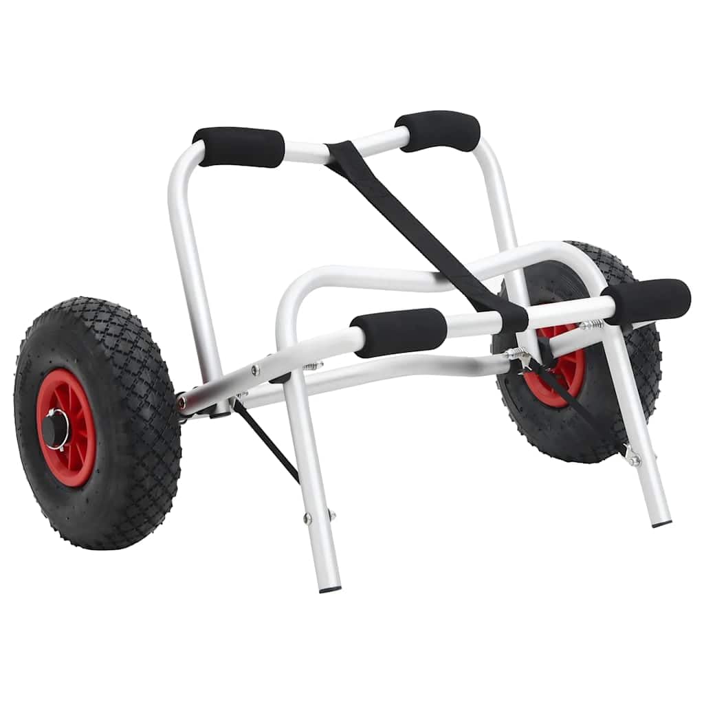 Składany wózek kajakowy z aluminium, udźwig 45 kg, z wyściółką piankową, 2 nadmuchiwane koła, pas 3 m, idealny do transportu łodzi, kajaków na wodzie i na plaży