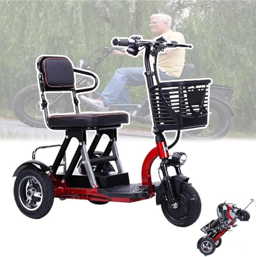 MZYZPPBD Elektro Dreirad Elektromobile für Erwachsene 3 Rad Mobilitätsroller mit Ladegerät Korb Volle LED Beleuchtung Stabil und Sicher für Senioren Erwachsene Behinderte Ältere,B
