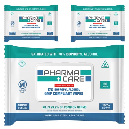 PharmaCare Advanced Formula 70% Alcohol Wipes – 3 Pack