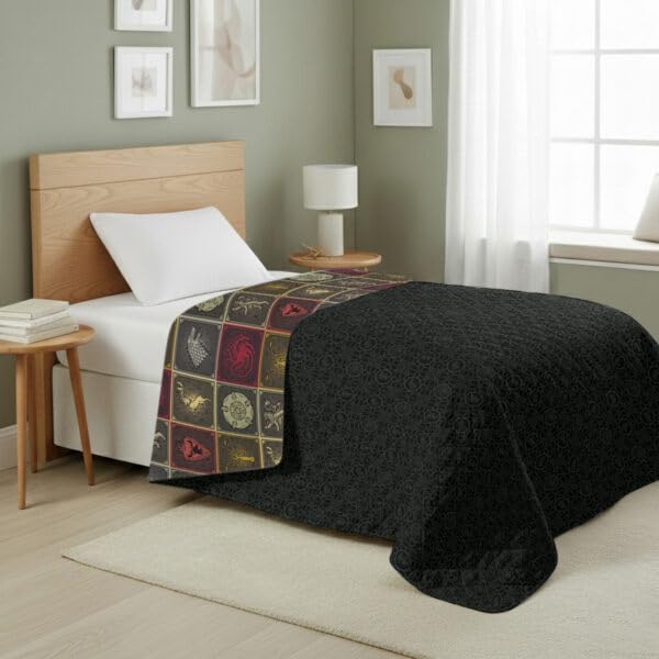 Image of Northwest Warner Bros Game of Thrones Symbolic Sigils Quilted Throw Blanket, Fantasy House Emblems, Adults Boys Girls, Soft Lightweight Bedding for Bed, or Couch, 60 x 80 inches