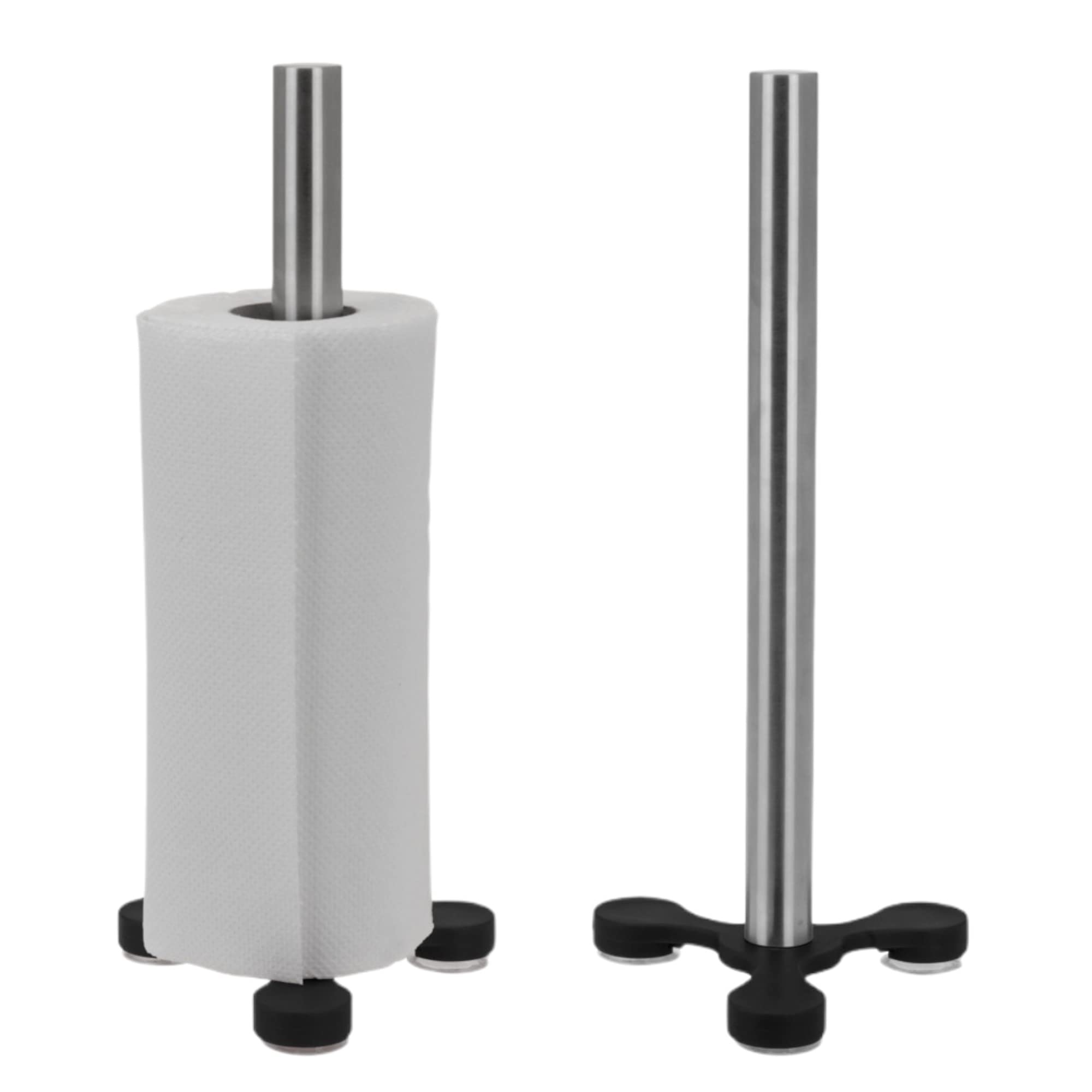 Porta Rotolo Da Cucina In Acciaio Inox Con Ventose E Base Appesantita – Srotolatore Per Carta, Uso A Una Mano, Adatto A Tutti I Rotoli - 3